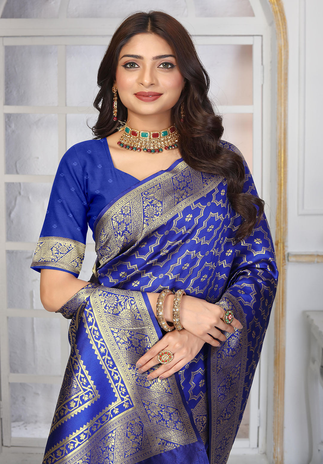 Blue Banarasi Silk Saree