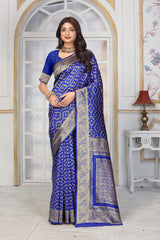 Festive Royal Blue Banarasi Saree with Traditional Zari Work
