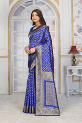 Festive Royal Blue Banarasi Saree with Traditional Zari Work