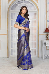 Festive Royal Blue Banarasi Saree with Traditional Zari Work