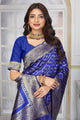 Festive Royal Blue Banarasi Saree with Traditional Zari Work