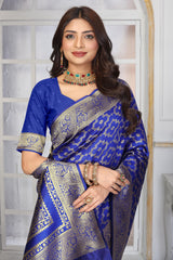 Festive Royal Blue Banarasi Saree with Traditional Zari Work