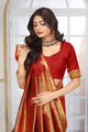 Classic Red Banarasi Silk Saree with Grand Golden Zari Border