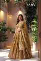Royal Mustard Gold Banarasi Silk Lehenga Set With Zari Woven Design