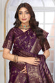 Imperial Purple Banarasi Jacquard Silk Saree with Grand Antique Gold Zari Work