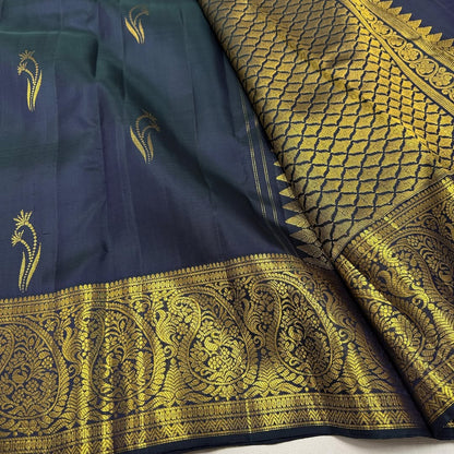 Banarasi Soft Silk Saree with Rich Golden Zari Border | Wedding & Festive Wear (Red & Navy Blue)