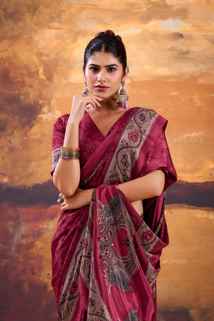 Elegant Printed Crepe Saree Collection | Soft Lightweight Daily, Office & Festive Wear (4 Colors)