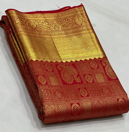 Heritage Maroon Kanjivaram Silk Saree with Grand Gold Zari Weaving