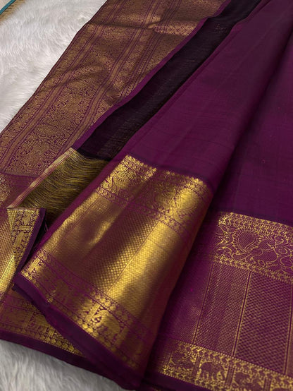 Kanjivaram Silk Saree with Rich Gold Zari Border & Traditional Butti Weaving
