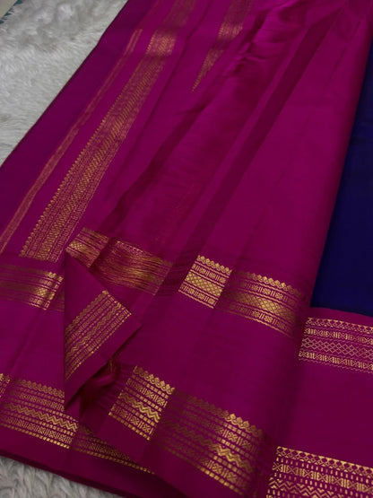Royal Blue Banarasi Soft Silk Saree with Rani Pink Zari Border | Traditional Wedding & Festive Wear