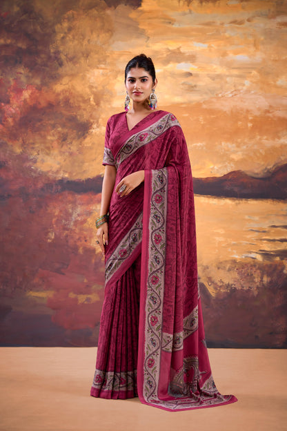Elegant Printed Crepe Saree Collection | Soft Lightweight Daily, Office & Festive Wear (4 Colors)