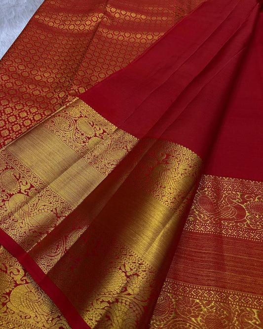 Soft Lichi Silk Saree with Rich Gold Zari Woven Border | Traditional Kanjivaram Style | 2 Color Options