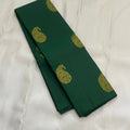 Green Banarasi Soft Silk Saree with Rich Peacock Butta & Heavy Zari Pallu | Traditional Wedding Wear | Unstitched Blouse