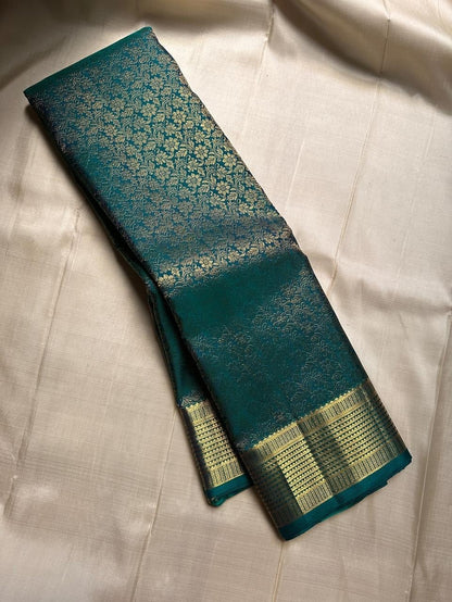 Teal Green Banarasi Soft Silk Saree with Elegant Golden Zari Weaving | Traditional Wedding & Festive Wear