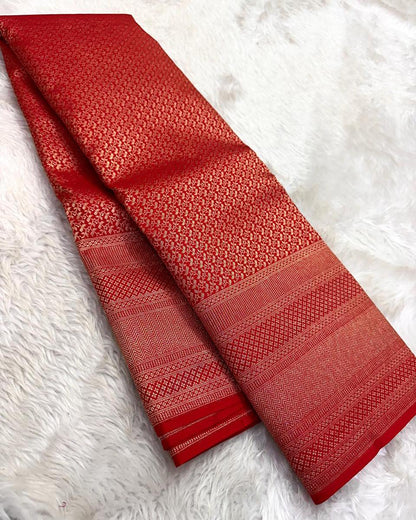 Banarasi Soft Silk Saree with Rich Gold Zari Weaving & Grand Pallu | Traditional Wedding Wear | Unstitched Blouse