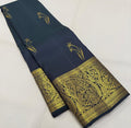 Banarasi Soft Silk Saree with Rich Golden Zari Border | Wedding & Festive Wear (Red & Navy Blue)