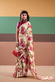 Premium Satin Silk Floral Printed Saree with Stitched Natural Silk Blouse | Elegant Party Wear (4 Colors)