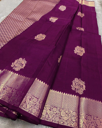 Banarasi Silk Saree with Rich Golden Zari Woven Border & Traditional Butta | Festive, Wedding & Party Wear Saree