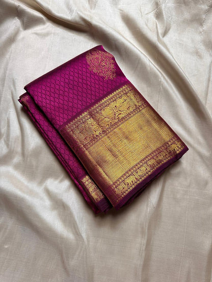 Kanjivaram Silk Saree with Rich Gold Zari Border & Traditional Butti Weaving