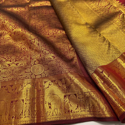 Kanjivaram Banarasi Soft Silk Saree with All-Over Rich Zari Weaving | Traditional Bridal Wedding Saree | Unstitched Blouse