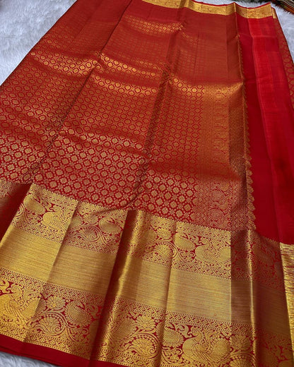 Soft Lichi Silk Saree with Rich Gold Zari Woven Border | Traditional Kanjivaram Style | 2 Color Options