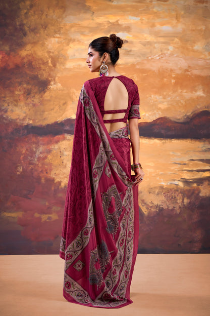 Elegant Printed Crepe Saree Collection | Soft Lightweight Daily, Office & Festive Wear (4 Colors)
