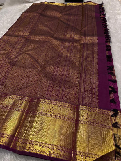 Kanjivaram Silk Saree with Rich Gold Zari Border & Traditional Butti Weaving
