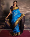 Sky Blue Kanjivaram Silk Saree with Rich Gold Zari Border