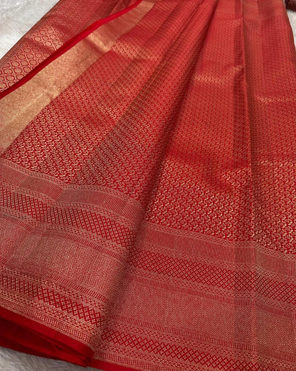 Banarasi Soft Silk Saree with Rich Gold Zari Weaving & Grand Pallu | Traditional Wedding Wear | Unstitched Blouse