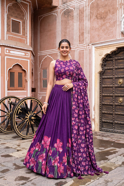 Premium Dola Silk Floral Print Lehenga Choli with Designer Dupatta | Wedding & Festive Wear