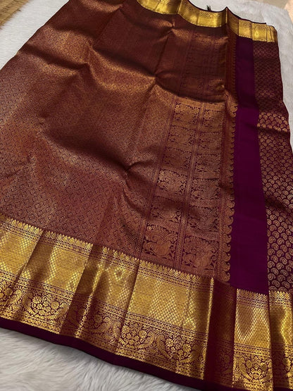 Purple Banarasi Soft Silk Saree with Rich Gold Zari Weaving & Contrast Pallu | Traditional Wedding Wear | Unstitched Blouse