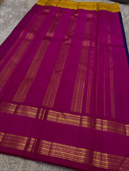 Royal Blue Banarasi Soft Silk Saree with Rani Pink Zari Border | Traditional Wedding & Festive Wear