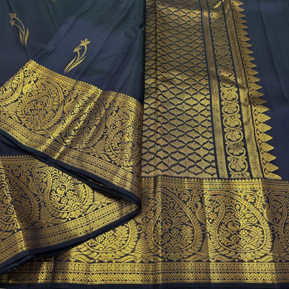 Banarasi Soft Silk Saree with Rich Golden Zari Border | Wedding & Festive Wear (Red & Navy Blue)