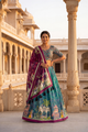 Teal Green Dola Silk Digital Print Lehenga Choli with Designer Printed Dupatta