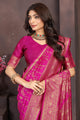 Vibrant Rani Pink Banarasi Silk Saree with Rich Golden Zari Detailing