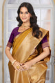 Golden Mustard Jacquard Silk Saree with Rich Gold Zari