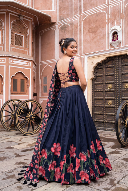 Premium Dola Silk Floral Print Lehenga Choli with Designer Dupatta | Wedding & Festive Wear