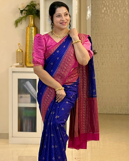 Soft Silk Saree for Women | Zari Woven Border Traditional Party Wear Saree | Wedding & Festive Designer Saree