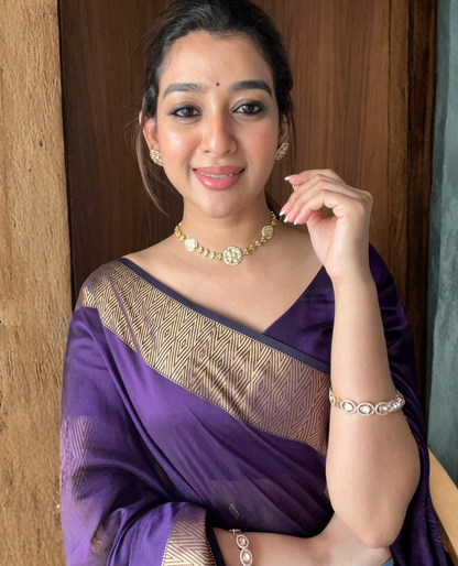 Bollywood-inspired purple Nayanthara Saree
