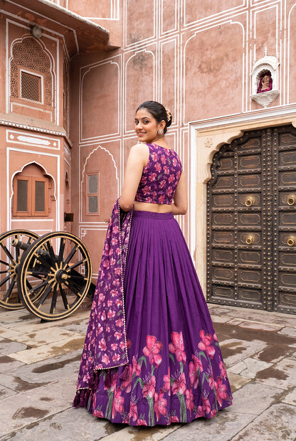 Premium Dola Silk Floral Print Lehenga Choli with Designer Dupatta | Wedding & Festive Wear