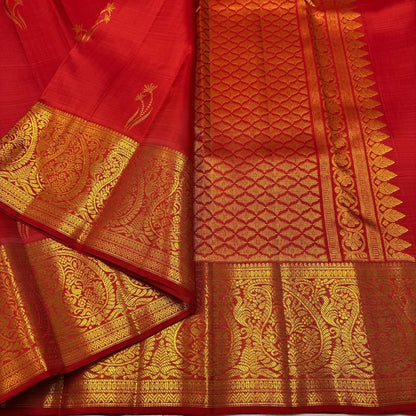 Banarasi Soft Silk Saree with Rich Golden Zari Border | Wedding & Festive Wear (Red & Navy Blue)
