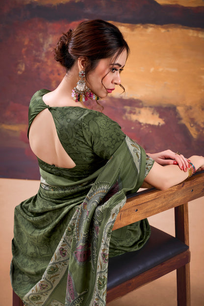 Elegant Printed Crepe Saree Collection | Soft Lightweight Daily, Office & Festive Wear (4 Colors)