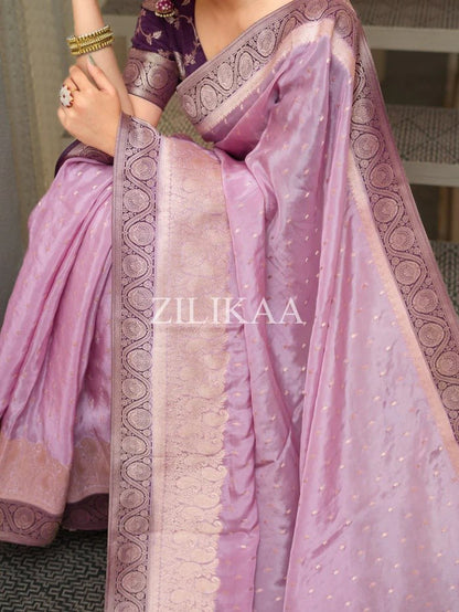 Soft Banarasi Silk Saree with Rich Zari Woven Border & Running Blouse | Wedding, Festive & Party Wear | 5 Colors