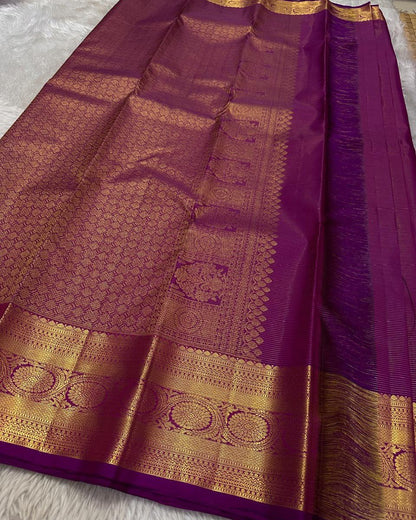Kanjivaram Silk Saree | Rich Zari Woven Traditional Saree | Available in 3 Elegant Colors