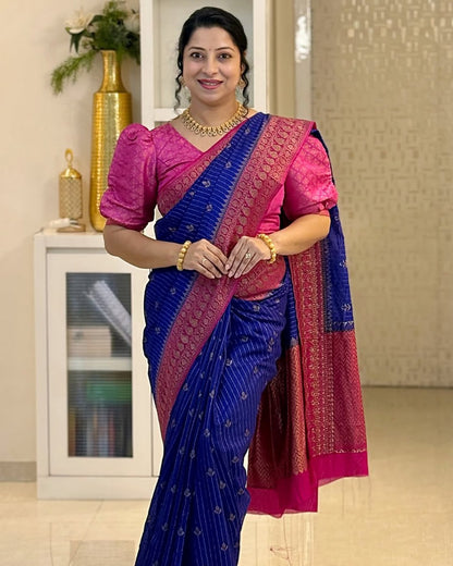 Soft Silk Saree for Women | Zari Woven Border Traditional Party Wear Saree | Wedding & Festive Designer Saree