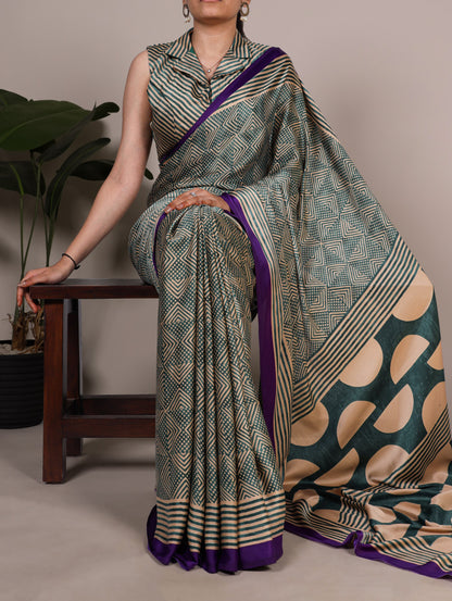 Elegant Dull Satin Fancy Printed Saree with Unstitched Blouse | Soft & Lightweight Party Wear Saree