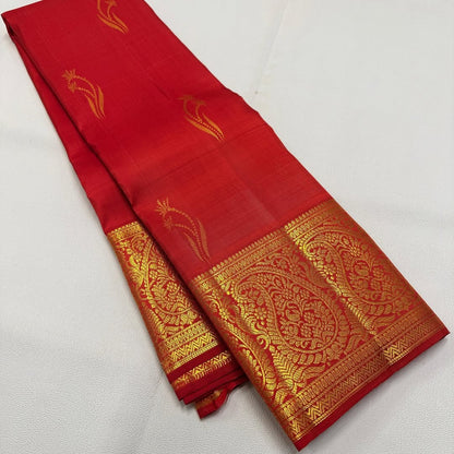 Banarasi Soft Silk Saree with Rich Golden Zari Border | Wedding & Festive Wear (Red & Navy Blue)