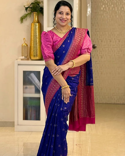 Soft Silk Saree for Women | Zari Woven Border Traditional Party Wear Saree | Wedding & Festive Designer Saree