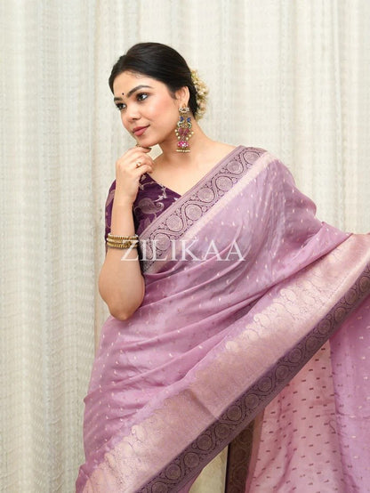 Soft Banarasi Silk Saree with Rich Zari Woven Border & Running Blouse | Wedding, Festive & Party Wear | 5 Colors