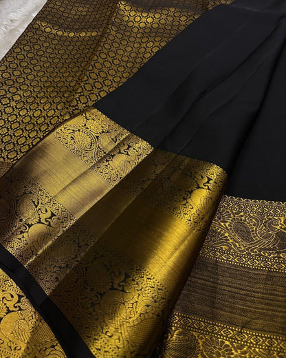 Soft Lichi Silk Saree with Rich Gold Zari Woven Border | Traditional Kanjivaram Style | 2 Color Options